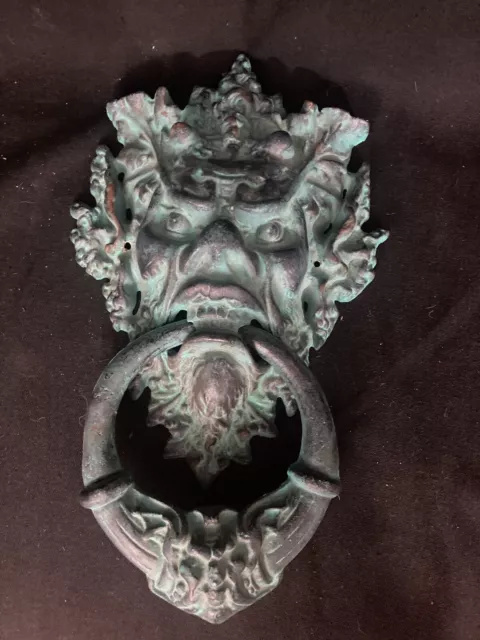 Rare!  Gothic Verdigris Gargoyle Door Knocker Almost 15" Heavy AWESOME!