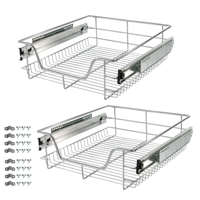 AREBOS 2x cajón telescópico Cajón de cocina Cesta extraíble extensible 50 cm