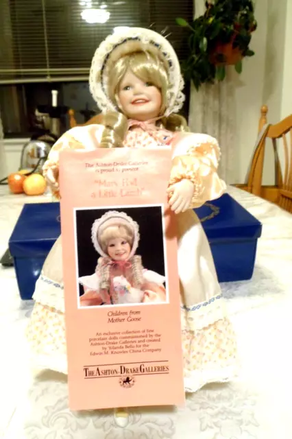 14 Inch "Mary Had a Little Lamb " Porcelain Doll Ashton Drake Knowles 1988