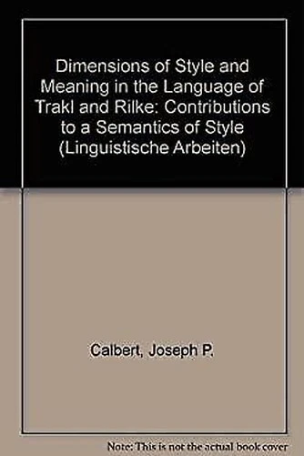 DIMENSIONES DE ESTILO Y Significado En Idioma De Trakl Y Rilk EUR 26,29 ...