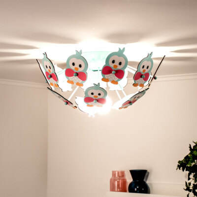 EGLO Fille Éclairage Plafond Bois Hiboux Motifs Enfants Sommeil Chambre Lampe Bébé 