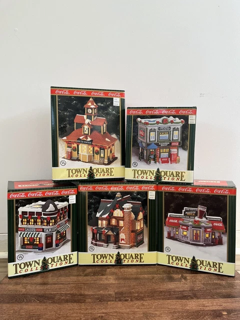 Lot Of Christmas Coca-Cola Town Square Collection Buildings And Figurines