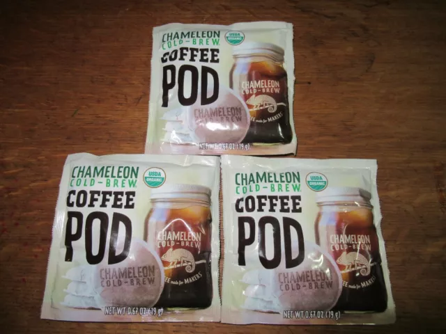 Chameleon Cold-Brew Coffee Pod, USDA Organic Black Coffee 1 Pod 19 g, Pack of 3