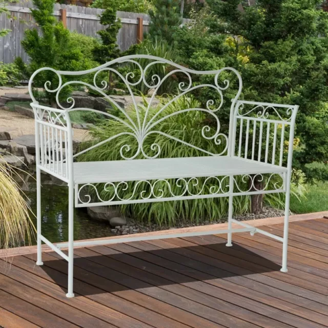 Outsunny Outdoor 2 Seater Heavy-Duty Park Seating Garden Bench w/ Backrest-White