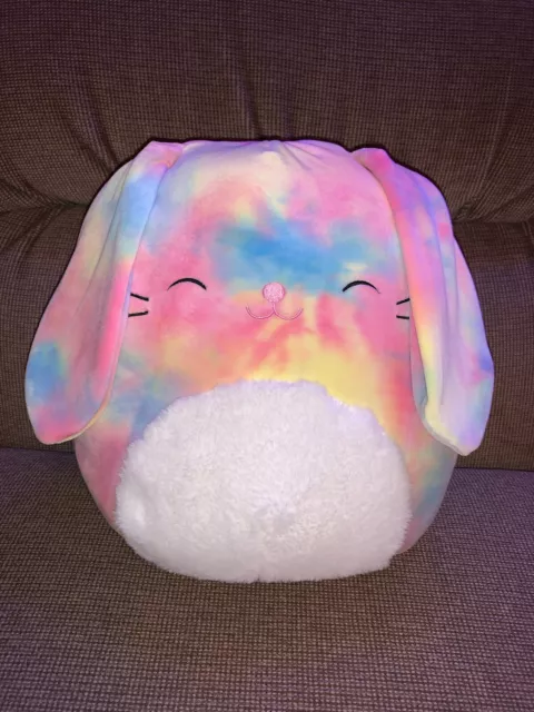 Squishmallow Candy The Rainbow Tie Dye Easter Bunny Rabbit 11" NWT