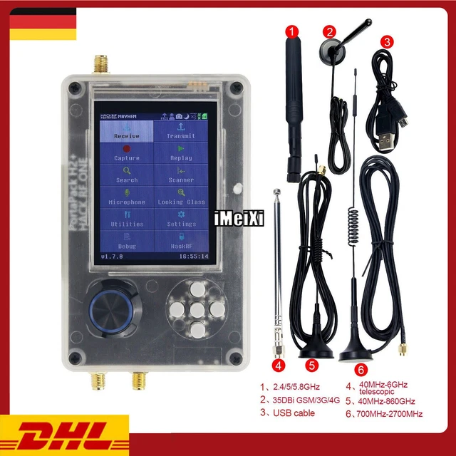 HackRF One R9 V1.8.0+Upgraded PortaPack H2+Shell+5 Antennas+USB Cable #DE stock