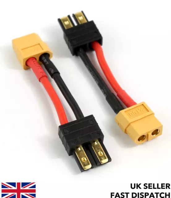 TRX male to XT60 female connector lead adaptor/wire/cable 30mm TRAXXAS RC LiPo