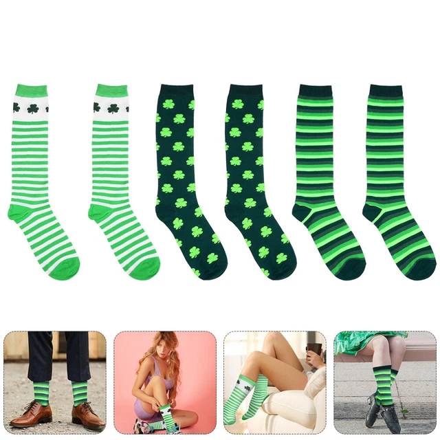 3 Pairs Polyester Trèfle Chaussettes Hommes Femmes Accessoires De Costume Lutin