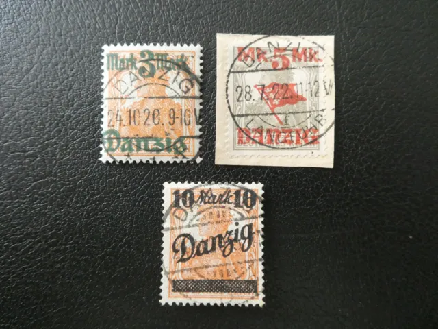Danzig 1920, Lot aus Freimarken-Satz, Drucktyp II, gestempelt!