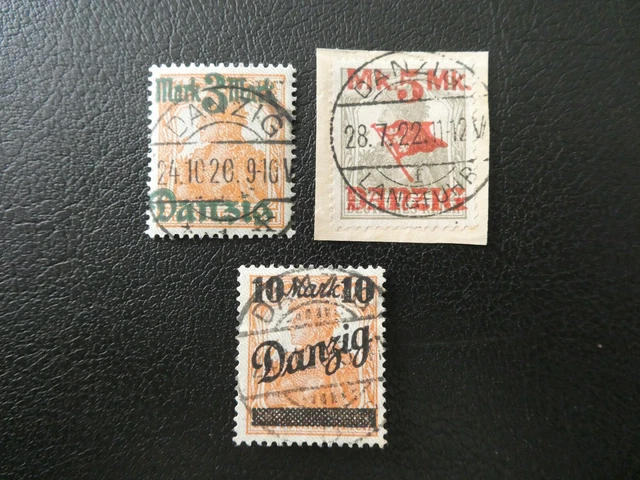 Danzig 1920, Lot aus Freimarken-Satz, Drucktyp II, gestempelt!