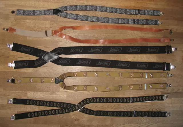 5 Elastic Men's Suspenders For Costume Trousers/Leather Pants IN Various Colors
