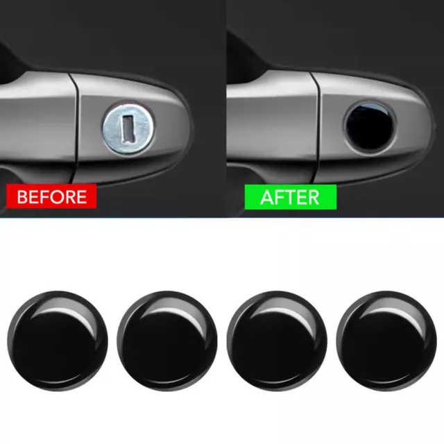 4pcs 20mm Black Car Door Lock Keyhole Protector Sticker Trim Cover Prof