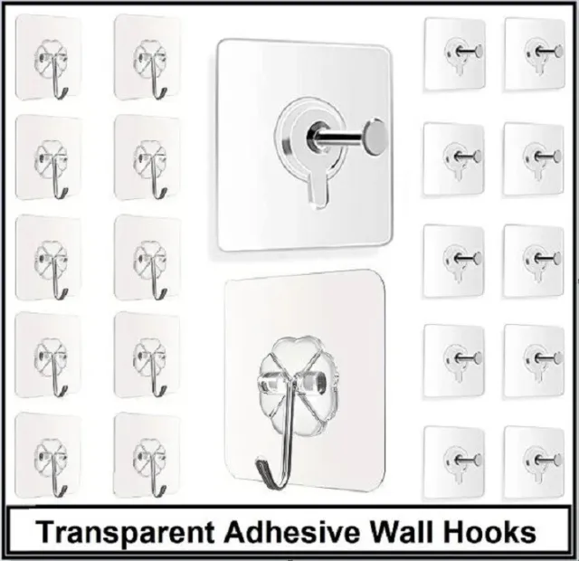Transparent Adhesive Sticky Hooks Heavy Duty Wall Hanging Seamless Hooks Hangers