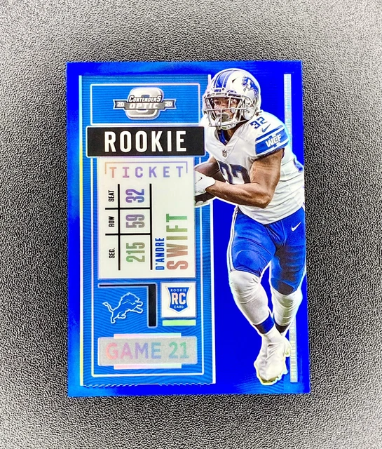 D'ANDRE SWIFT 2020 PANINI CONTENDERS OPTIC ROOKIE TICKET BLUE PRIZM RC /99 Lions
