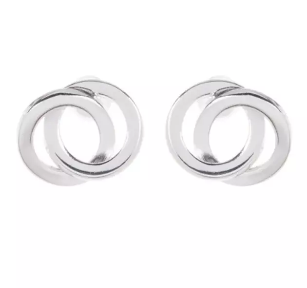 Argento Vivo Womens Silver Interlocking Circles Stud Earrings J1060