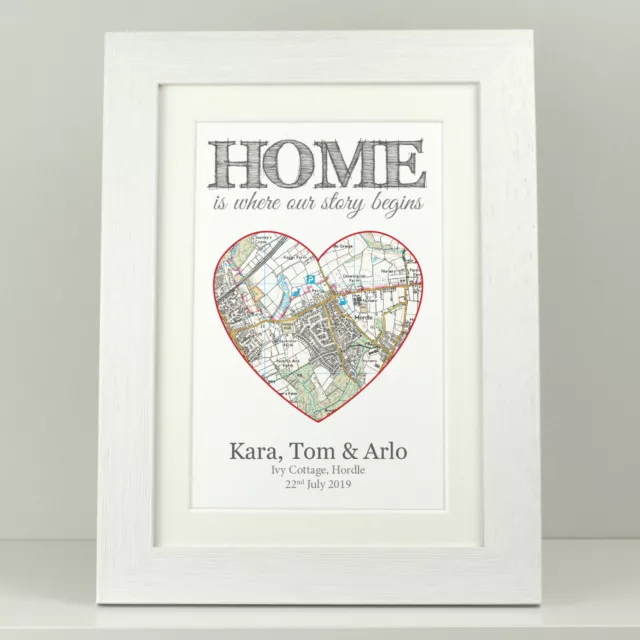 Personalised new home map print / house warming gift / 1st first house present