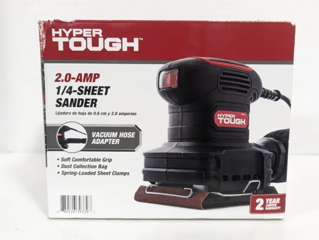 Hyper Tough 2 AMP Corded 1/4 Sheet Palm Sander with Dust Bag & 3 Sanding Sheets