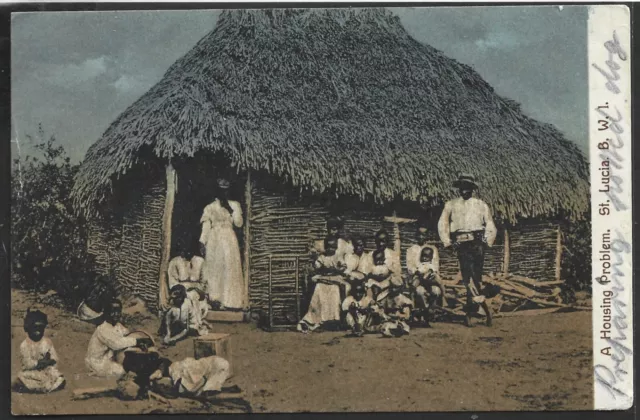 St Lucia Postcard Housing Problem Ke7 To Uk 1907