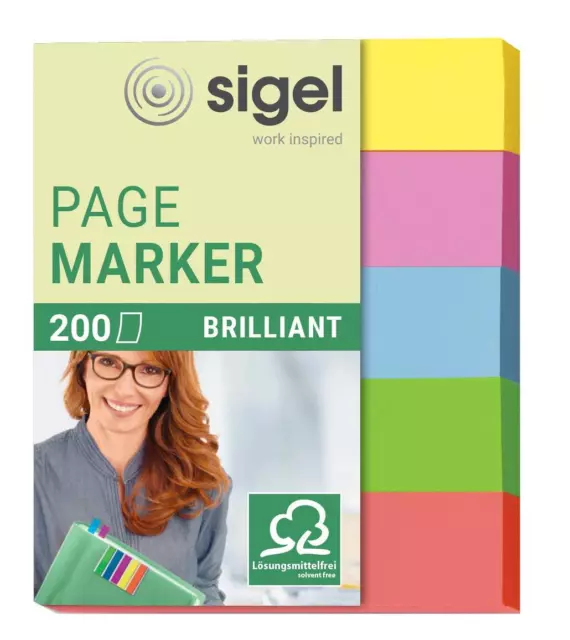 Sigel HN625 Page Markers Brillant, Sticky Flags, Index Tab Flags, Half-Transpare
