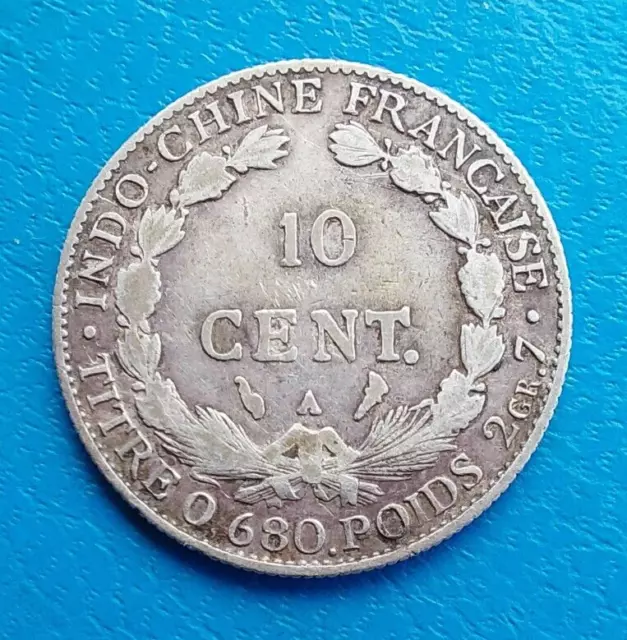 Indochine French Indo China 10 cents argent 1928 A , km 16.1 Lec.168 RARE