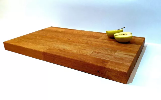 LARGE HANDMADE OAK CHOPPING BOARD THICK BUTCHERS BLOCK OILED 450x300x40mm