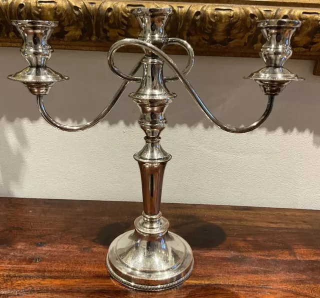 Gorgeous vintage Silver On Copper Nouveau Three-light Candelabra/candle Holder