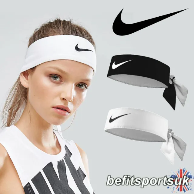 Nike Headband Bandana Tie Dri Tennis Sports Hairband Womens Ladies Black White