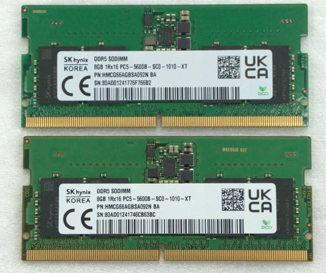 Hynix 8GB DDR5 5600MHz PC5-44800 1Rx16 SODIMM Laptop RAM – HMCG66AGBSA095N, Non-ECC
