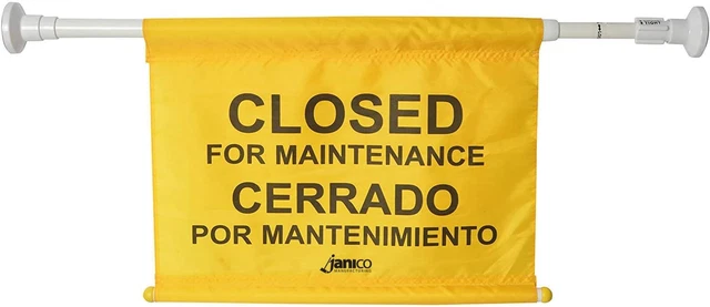 Janico 1076 Closed for Maintenance Safety Sign Expands up to 52” Bilingual Ye