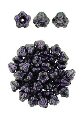 50 Baby Bell Flower Czech Glass Beads 6MM    Stunning Color Selection