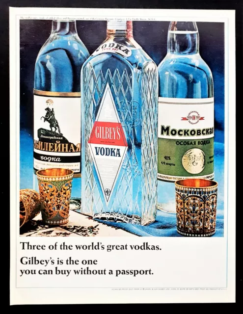 Gilbey's Vodka ad vintage 1966 original print advertisement 13 x 10"