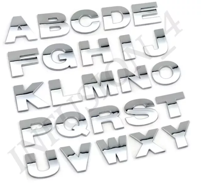 Chrome Metal 3D Self-adhesive Letter number car badge door sticker Home Auto ETC