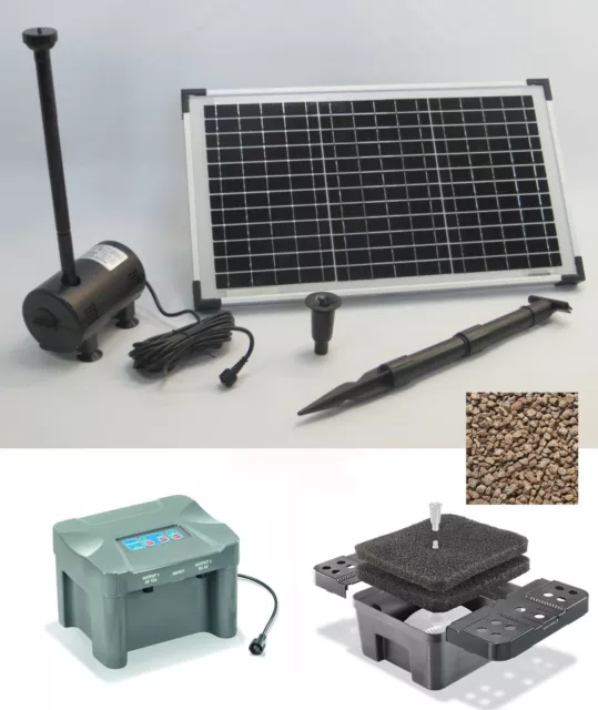 20W Solarpumpe Teichpumpe Filter Tauchpumpe Solar Pumpenset Akku Batterie Pumpe