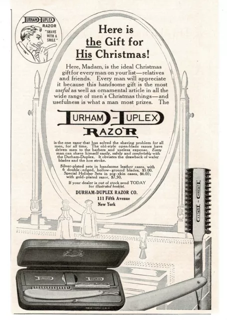 1910 Durham-Duplex Razor Co. straight razor shaving Vintage Print Ad
