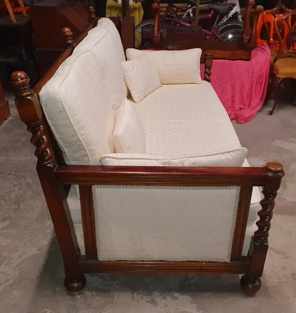 Antique Oak Framed Bergere Barley Twist Sofa          Delivery Available 3