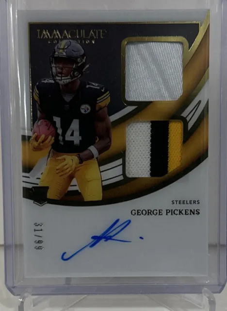 2022 George Pickens Immaculate true RPA /99 Steelers Dual Patch On Card Auto