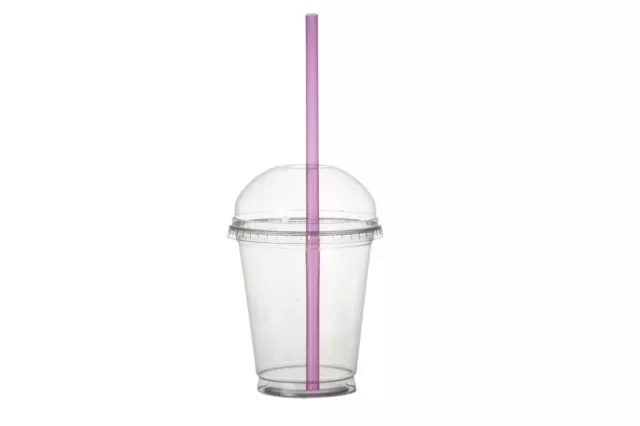 Smoothie Becher mit Deckel Rundloch 300ml 50 Stk. Trinkbecher PET recycelbar