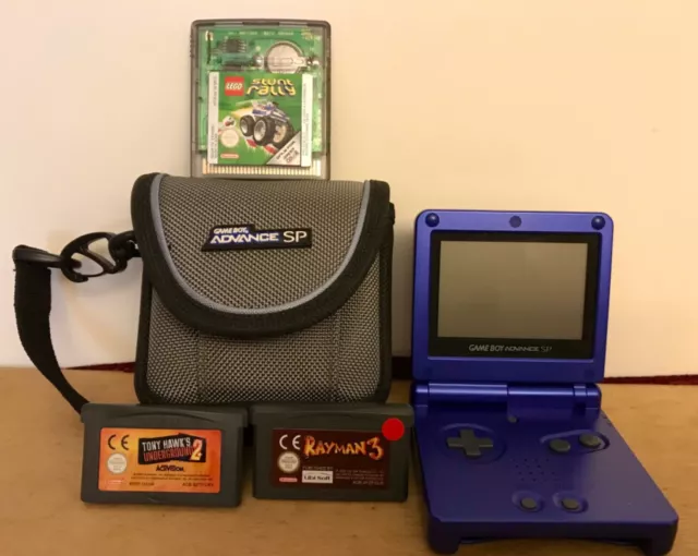 NINTENDO CAME BOY ADVANCE SP- TOP ZUSTANDin BLAU + 3 SPIELE