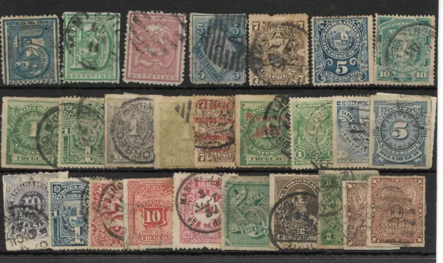 Uruguay. Conjunto de 92 sellos antiguos
