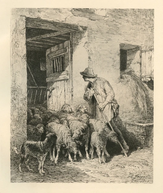 Charles Emile Jacque "La Sortie du Troupeau"