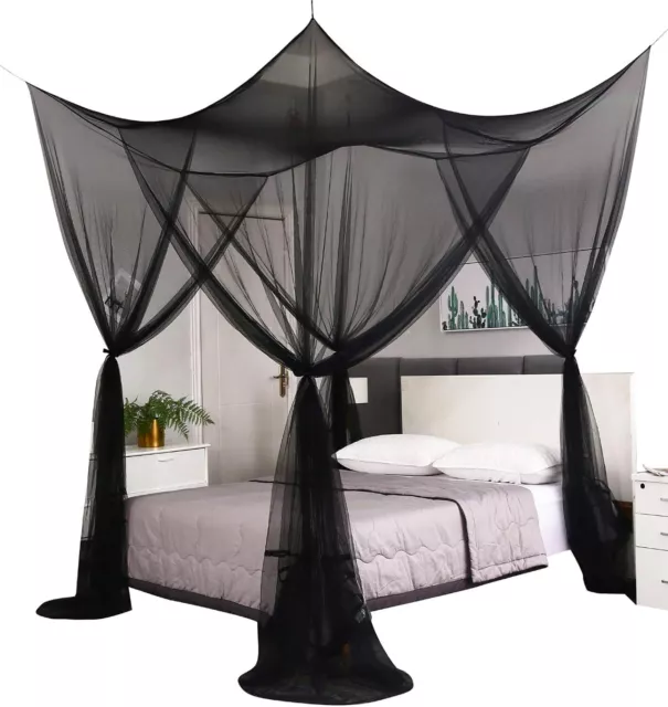 4-Corner Mosquito Net Queen King Size Canopy Bed Curtain Stopping Fly Insect AUS