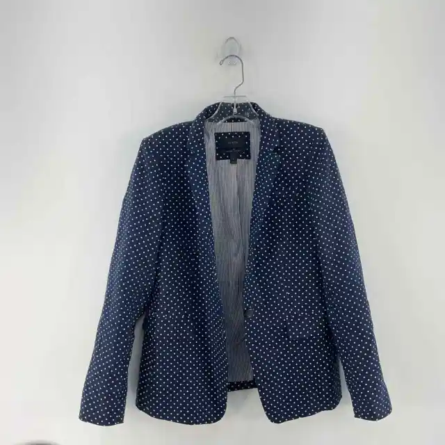 J Crew Navy Blue Regent Polka Dot School Boy Regent Blazer Jacket Womens Sz 8