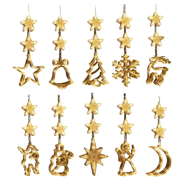 Christmas Decorations Snowflake Star Santa LED Lights with Suction Cup