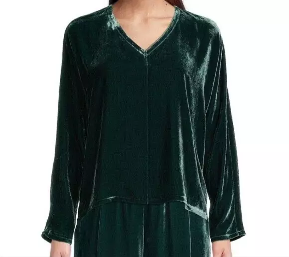NWT Eileen Fisher Women's Dolman Sleeve Sweater Pine Silk Blend  V-Neck Size S