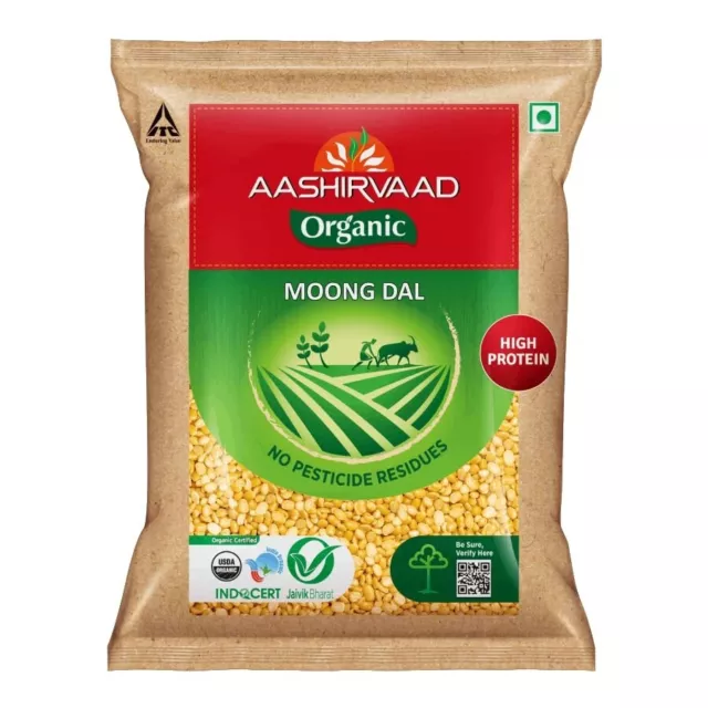 Aashirvaad Organic Moong Dal Split, 500g With Free Shipping