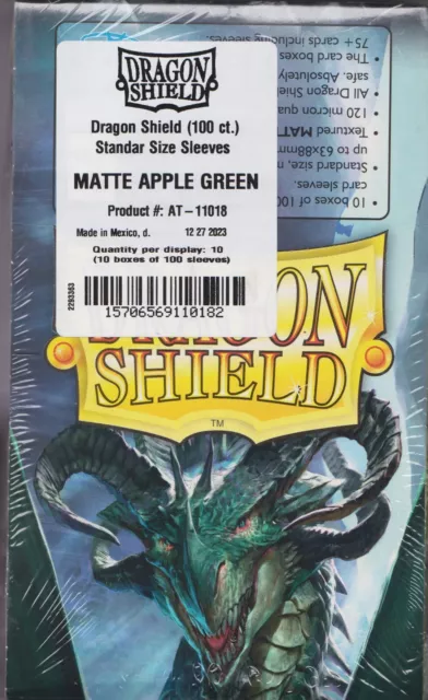 Lot 10 new 100 ct pk Dragon Shield Matte Deck Sleeves Protectors Apple Green