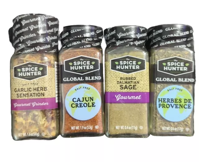 Spice Hunter Spices Lot Garlic Herb, Cajun Creole, Sage And Herbes De Provence