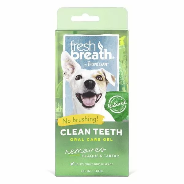TROPICLEAN ~ CLEAN TEETH FRESH BREATH GEL ~ 118ml ~ NO BRUSHING! ~ DOGS & CATS!