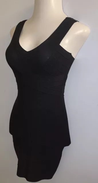 Women’s Black BEBE Sleeveless Bodycon Cocktail Party Clubbing Dress ~ Size XS