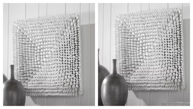 Pair Coastal Inspired Portside Xl 24" Beech Wood Wall Art Panels Uttermost